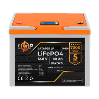 Акумулятор LogicPower LP LiFePO4 LCD 12V (12,8V) - 90 Ah (1152Wh) (BMS 80A/40A) пластик