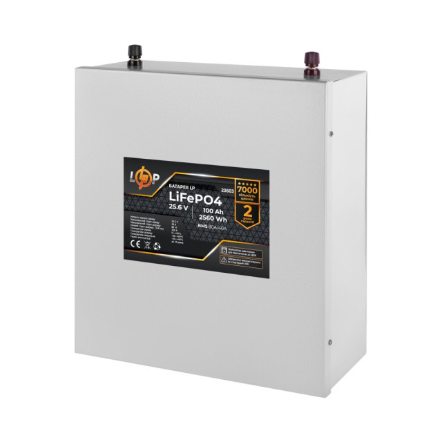 Акумулятор LogicPower LP LiFePO4 25,6V - 100 Ah (2560Wh) (BMS 80A/40А) метал для ДБЖ