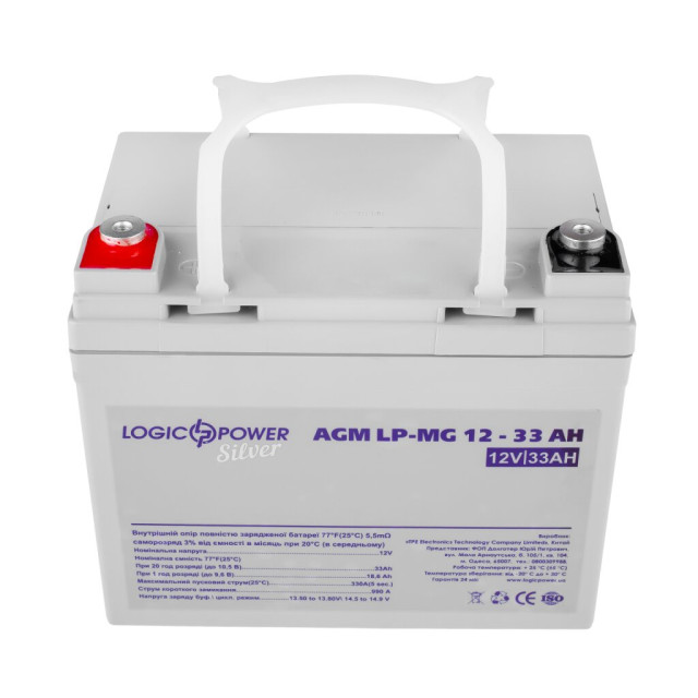Акумулятор мультигелевий LogicPower LP-MG 12V - 33 Ah SILVER для TESLA