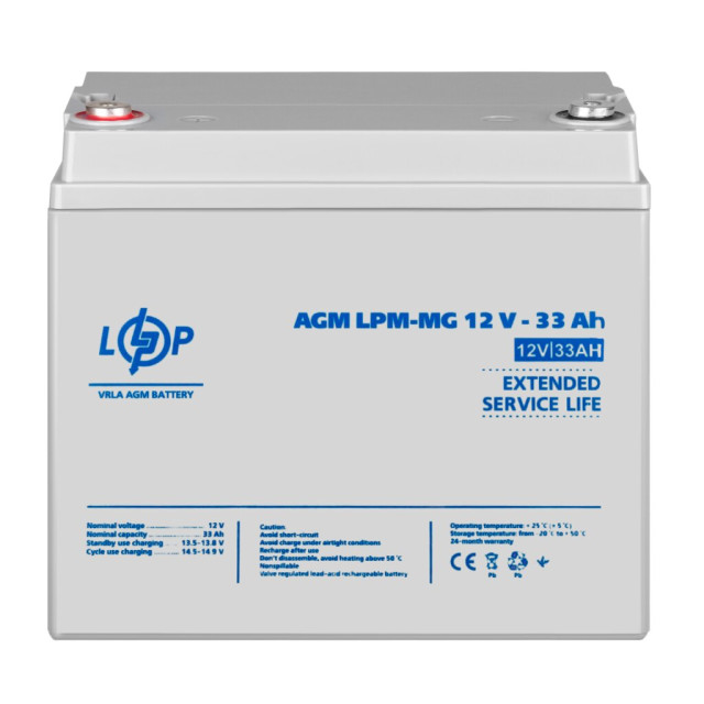 Акумулятор мультигелевий AGM LogicPower LPM-MG 12V - 33 Ah для TESLA