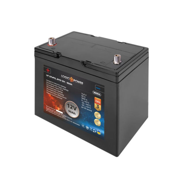 Автомобільний акумулятор літієвий LogicPower LP LiFePO4 BYD 12V - 90 Ah (+ слева)