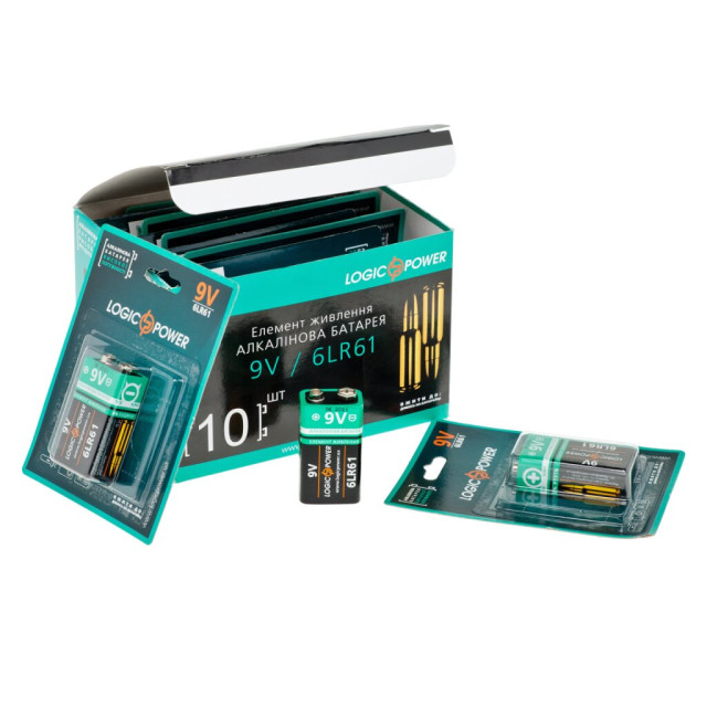 Батарейка LogicPower Alkaline 6LR61 9V (Крона)