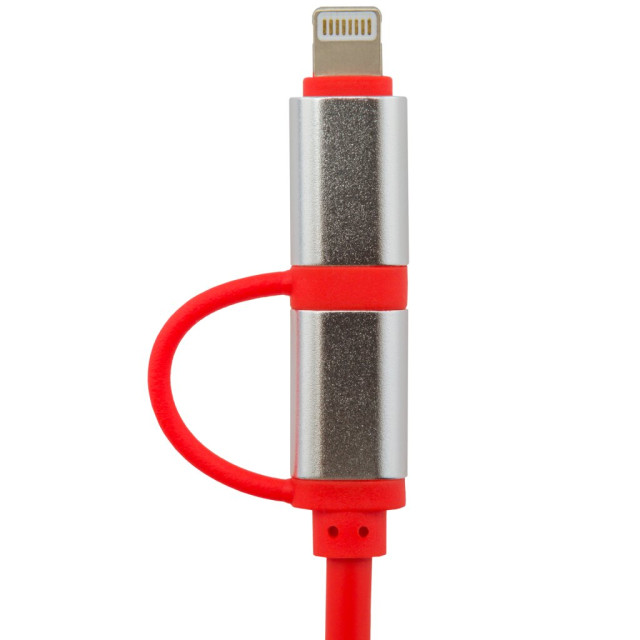 Кабель 2 в 1 USB - micro USB - Lightning Lightning R 1м красный /Retail