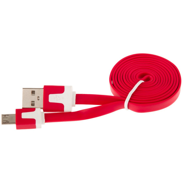 Кабель плоский USB - micro USB USB - micro USB 1м КРАСНЫЙ