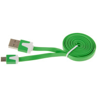 Кабель плоский USB - micro USB 1м ЗЕЛЕНЫЙ