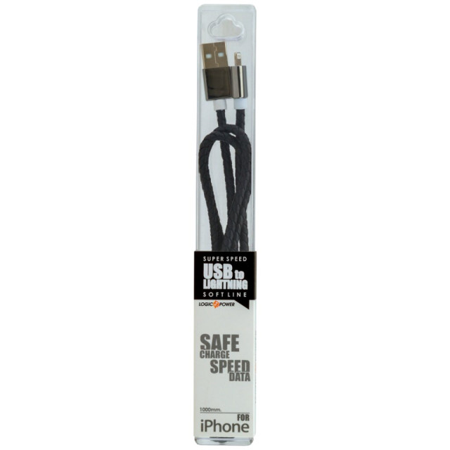 Кабель USB - Lightning USB - Lightning 1м B (кож. плетение) черный / R