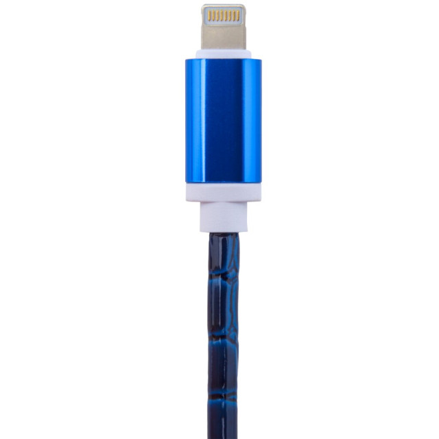 Кабель USB - Lightning USB - Lightning 1м Bl (кожа) синий / Retail