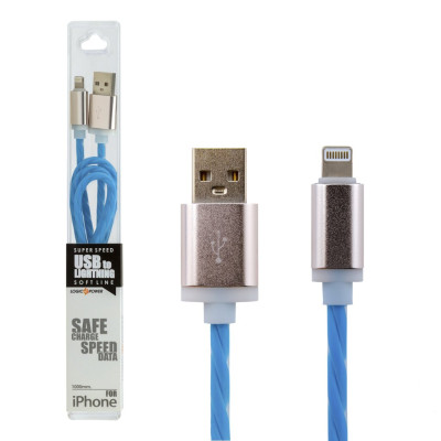 Кабель USB - Lightning 1м Bl (силикон) синий / Retail Кабель USB - Lightning 1м Bl (силикон) синий / Retail
