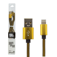 Кабель USB - Lightning USB - Lightning 1м G (метал. плетение) золотой /
