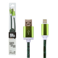 Кабель USB - Lightning 1м Gr (кожа) зеленый / Retail Кабель USB - Lightning 1м Gr (кожа) зеленый / Retail