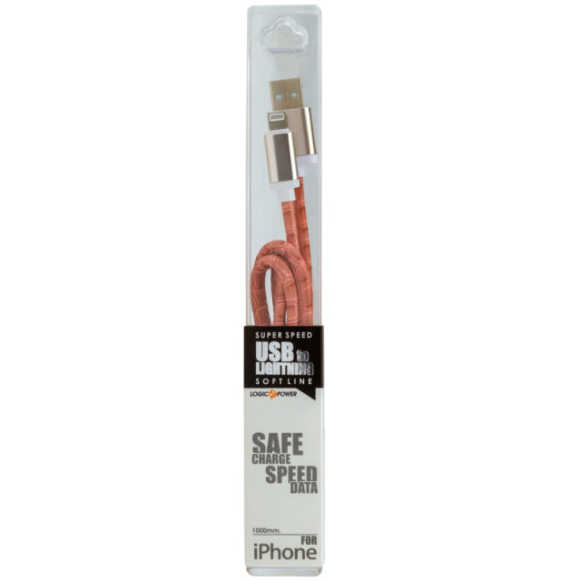 Кабель USB - Lightning USB - Lightning 1м P (кожа) розовый / Retail