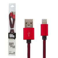 Кабель USB - Lightning 1м R (метал. плетение) красный Кабель USB - Lightning 1м R (метал. плетение) красный