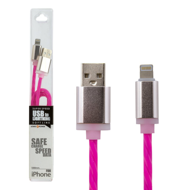 Кабель USB - Lightning 1м R-P (силикон) красно-розовый / Retail Кабель USB - Lightning 1м R-P (силикон) красно-розовый / Retail