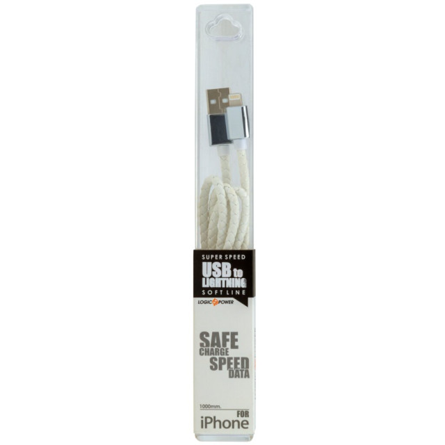 Кабель USB - Lightning USB - Lightning 1м W (кож. плетение) белый / Re Кабель USB - Lightning USB - Lightning 1м W (кож. плетение) белый / Re