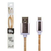 Кабель USB - Lightning 1м W (кожа) белый / Retail Кабель USB - Lightning 1м W (кожа) белый / Retail