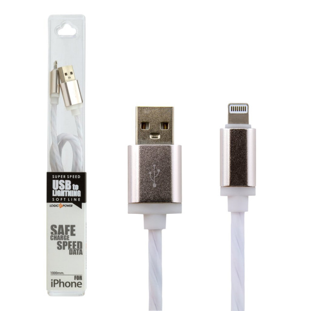 Кабель USB - Lightning USB - Lightning 1м W (силикон) белый / Retail