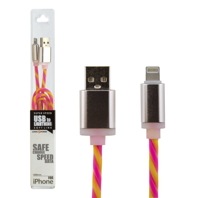Кабель USB - Lightning 1м Y-P(силикон) желто-розовый / Retail Кабель USB - Lightning 1м Y-P(силикон) желто-розовый / Retail
