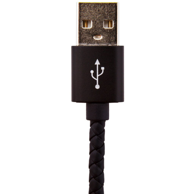 Кабель USB - micro USB 1м B (кож. плетение) черный / Re