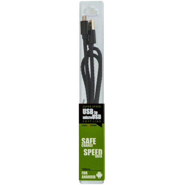 Кабель USB - micro USB 1м B (кож. плетение) черный / Re
