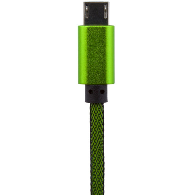 Кабель USB - micro USB 1м Gr (метал. плетение) зеленый
