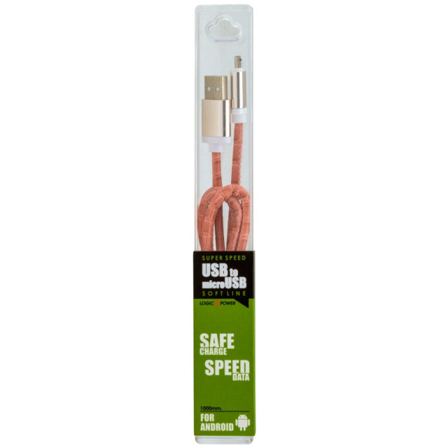 Кабель USB - micro USB 1м P (кожа) розовый / Retail