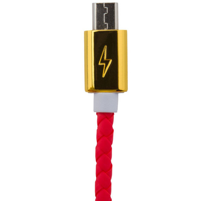 Кабель USB - micro USB 1м R (кож. плетение) красный / Retail