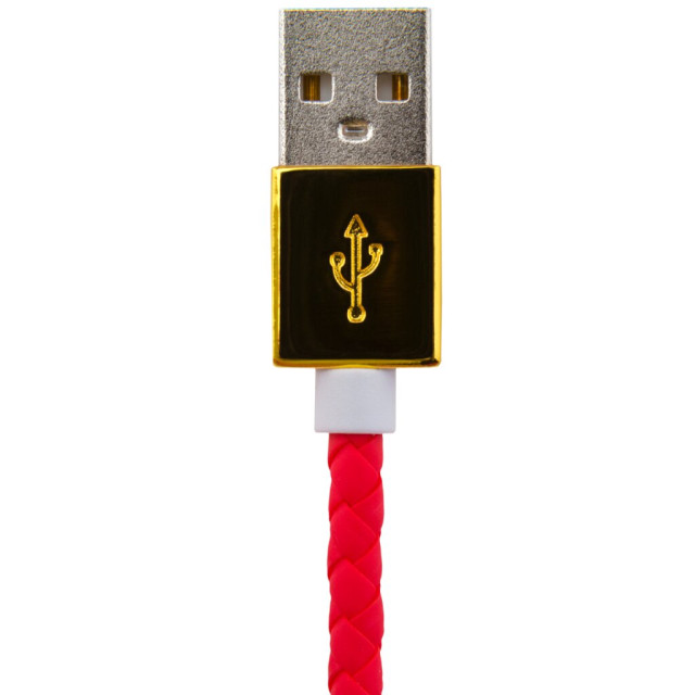 Кабель USB - micro USB 1м R (кож. плетение) красный / Retail
