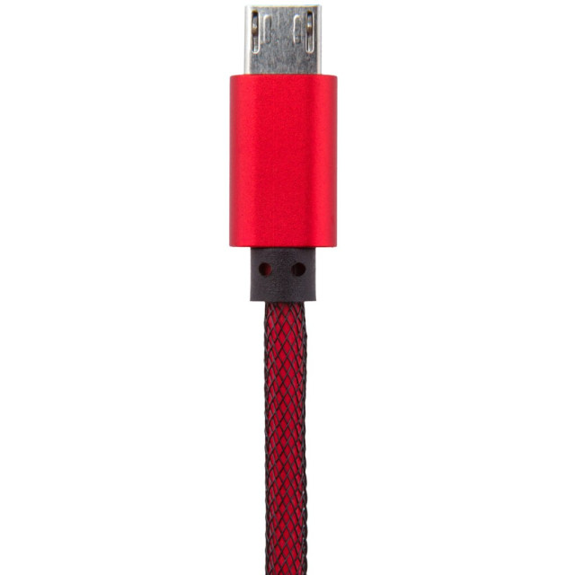 Кабель USB - micro USB 1м R (метал. плетение) красный /