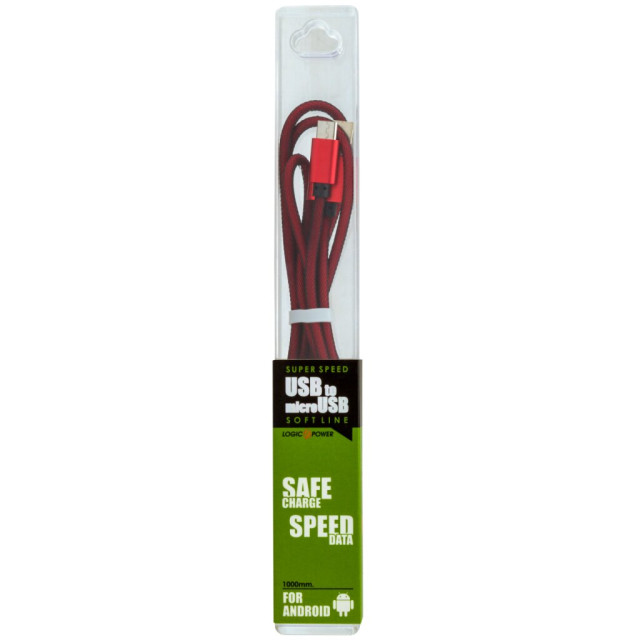 Кабель USB - micro USB 1м R (метал. плетение) красный /
