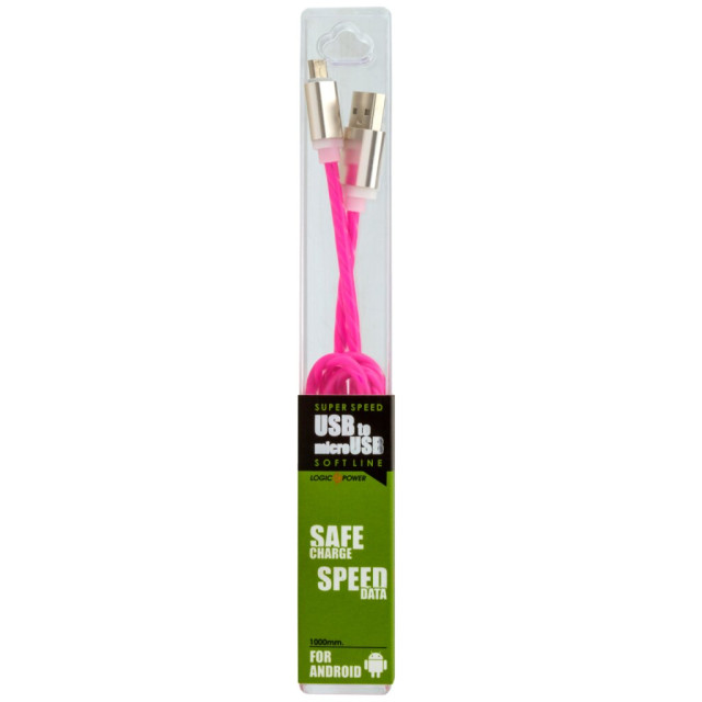 Кабель USB - micro USB 1м R-P (силикон) красно-розовый