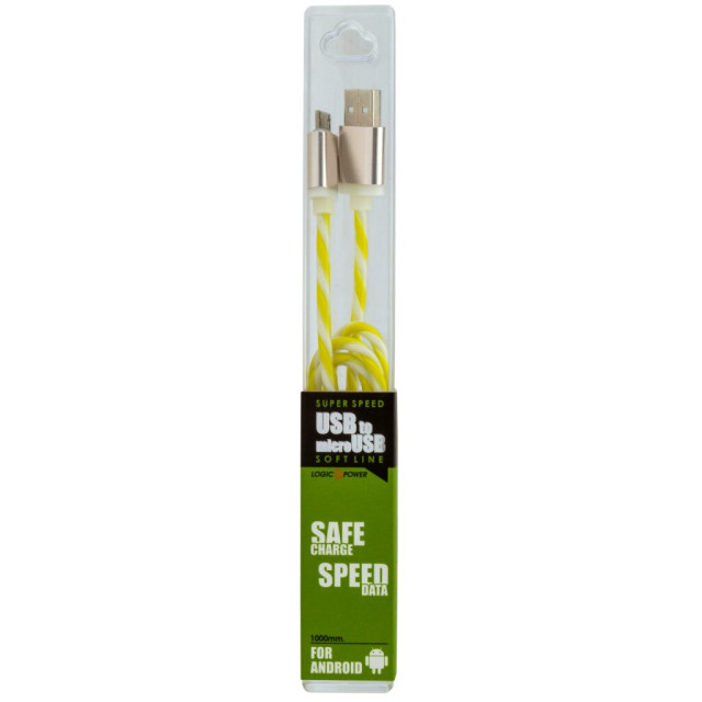 Кабель USB - micro USB 1м W-Gr (силикон) бело-зеленый