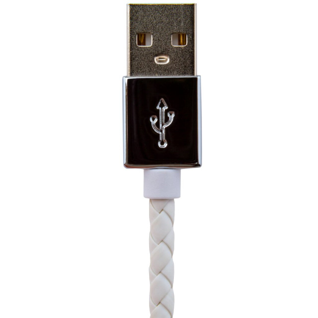 Кабель USB - micro USB USB - micro USB 1м W (кож. плетение) белый / Ret