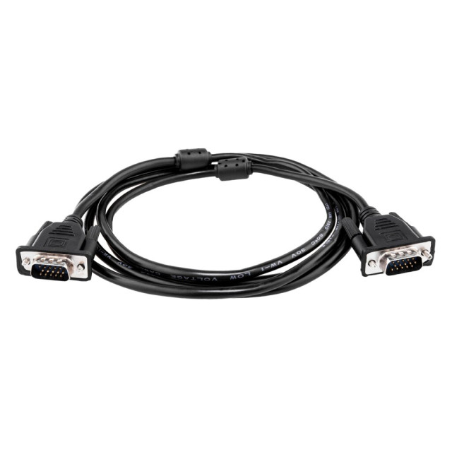 Кабель VGA-2.0BK 2 м черный (с двумя ферритовыми кольцами)