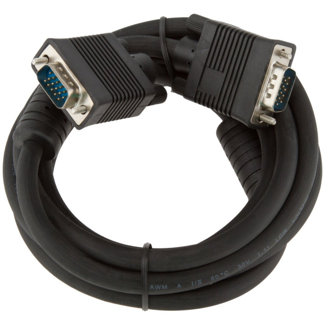 Кабель VGA-2.0BK 2 м черный (с двумя ферритовыми кольцами)
