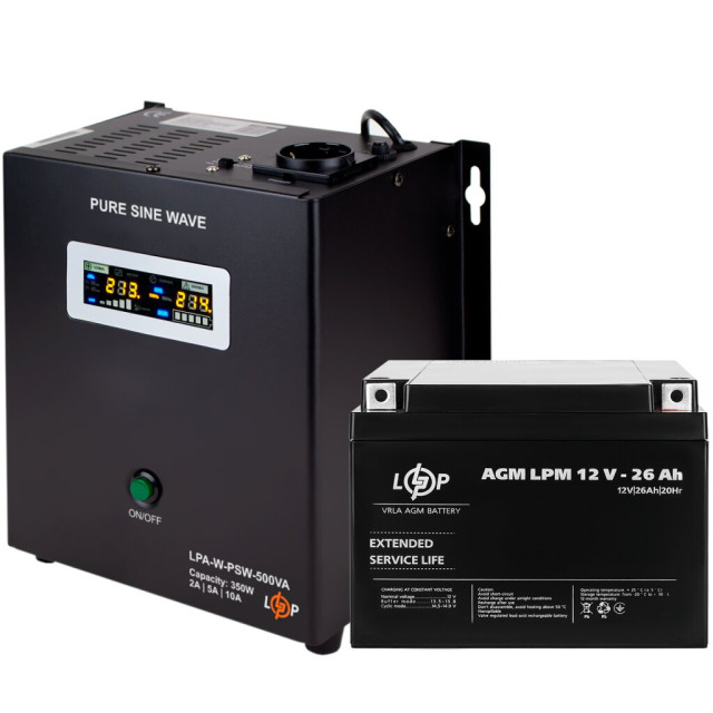 Комплект резервного живлення для котла LogicPower ДБЖ + AGM батарея (UPS 500VA + АКБ AGM 330W)