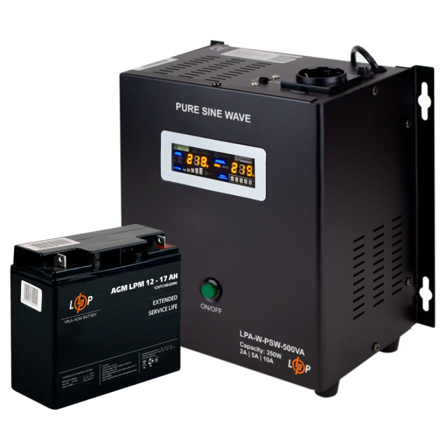 Комплект резервного живлення для котла LogicPower ДБЖ + AGM батарея (UPS A500 + АКБ AGM 220W)