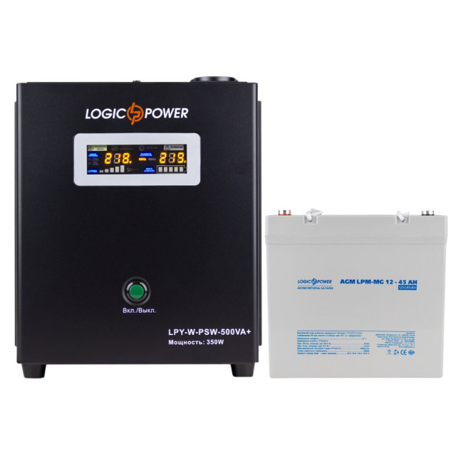 Комплект резервного живлення LogicPower ДБЖ + мультигелева батарея (UPS W500 + АКБ MG 540Wh)