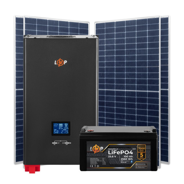 Комплект СЕС 2.5kW АКБ 2.56kWh (літій) 100 Ah Преміум (без комплектуючих)