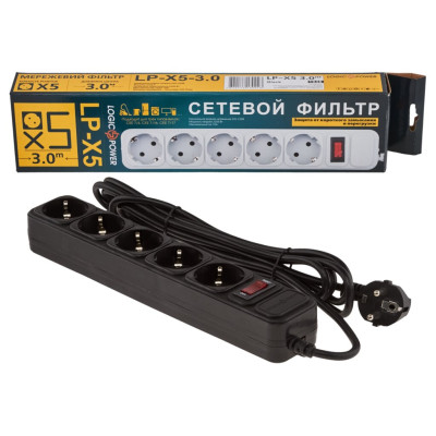 Сетевой фильтр LogicPower LP-X5 3 м Black