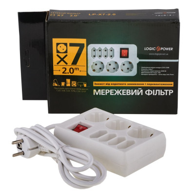 Сетевой фильтр LogicPower LP-X7 2 м White