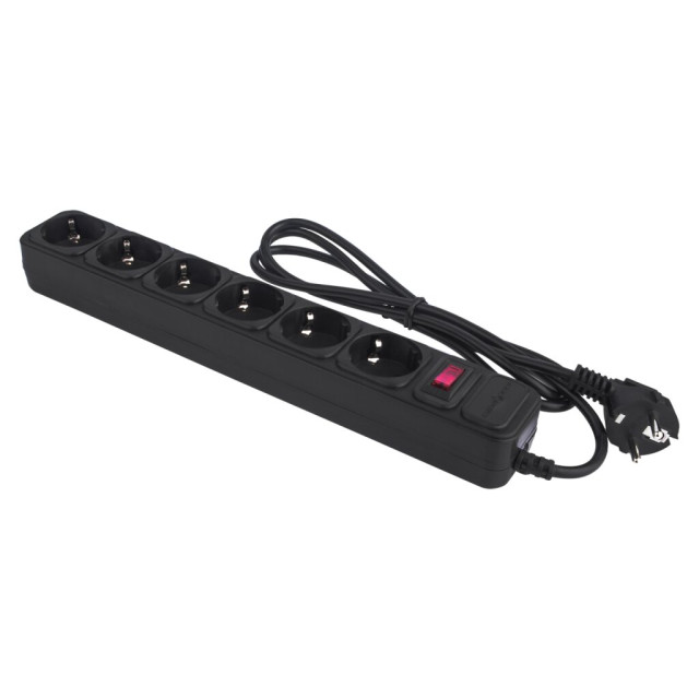 Мережевий фільтр LogicPower LP-X6 1.8 м Black