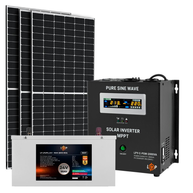 Сонячна електростанція (СЕС) Преміум 1.5kW АКБ 2.16kWh LiFePO4 90 Ah