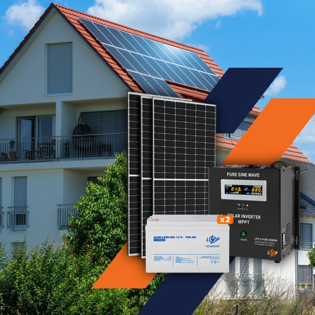 Сонячна електростанція (СЕС) Стандарт 1.5kW АКБ 2.4kWh mGel 100 Ah