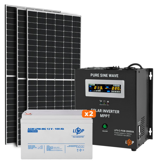 Сонячна електростанція (СЕС) Стандарт 1.5kW АКБ 2.4kWh mGel 100 Ah