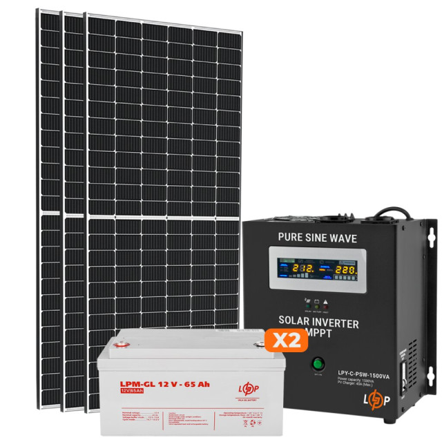 Сонячна електростанція (СЕС) Стандарт 1kW АКБ 1.5kWh Gel 65 Ah