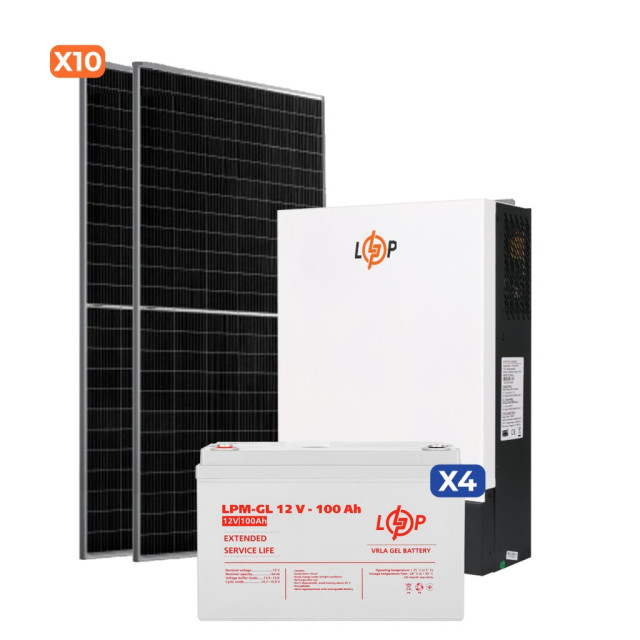 Сонячна електростанція (СЕС) Стандарт 5kW АКБ 4.8kWh Gel 100 Ah Сонячна електростанція (СЕС) Стандарт 5kW АКБ 4.8kWh Gel 100 Ah