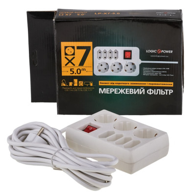 У Сетевой фильтр LogicPower LP-X7 5 м White