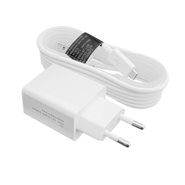 Зарядний пристрій + кабель micro USB LogicPower LP АС-012 USB 5V 2.4A ОЕМ 1.5 м White