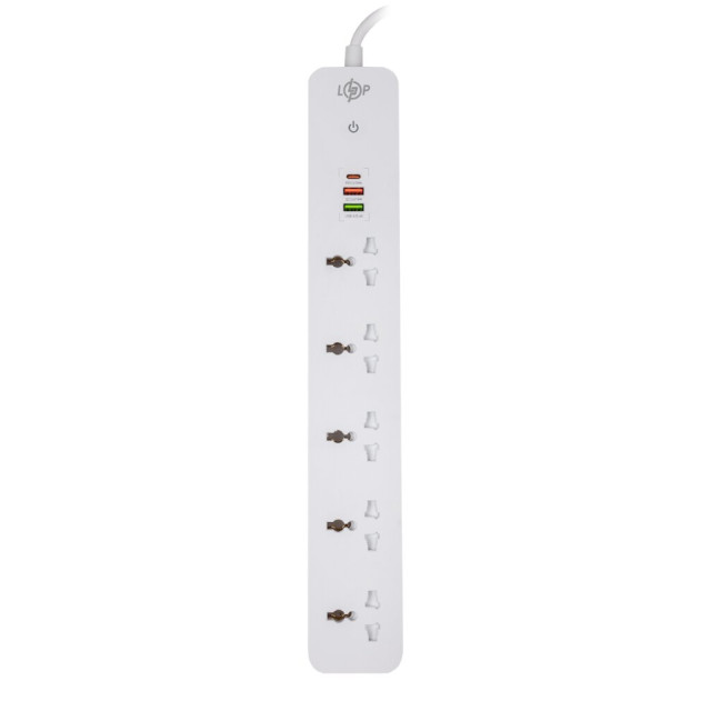 Мережевий фільтр (подовжувач) LogicPower LP (5x220V-2500W, 1xUSB-38W/PD/QC3.0, 1xType-C 20W, 1xUSB 18W) Мережевий фільтр (подовжувач) LogicPower LP (5x220V-2500W, 1xUSB-38W/PD/QC3.0, 1xType-C 20W, 1xUSB 18W)