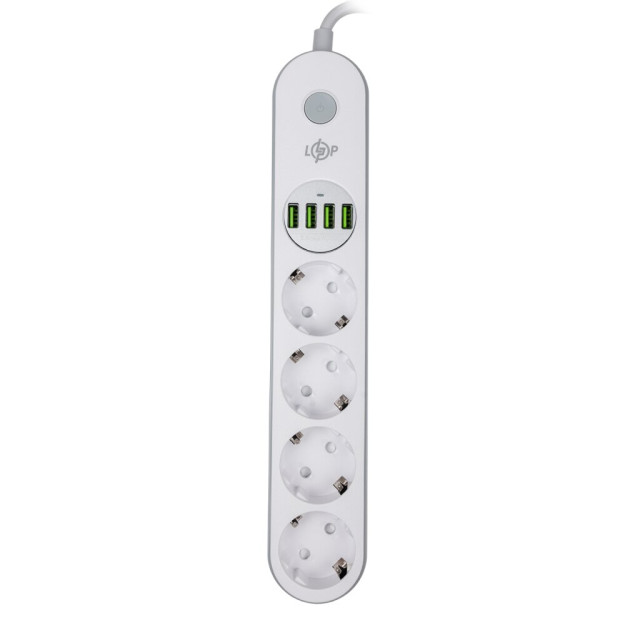 Мережевий фільтр (подовжувач) LogicPower LP F24U4 (4x220V-2500W, 4xUSB-5V/3,4A 17W Auto Max) Мережевий фільтр (подовжувач) LogicPower LP F24U4 (4x220V-2500W, 4xUSB-5V/3,4A 17W Auto Max)